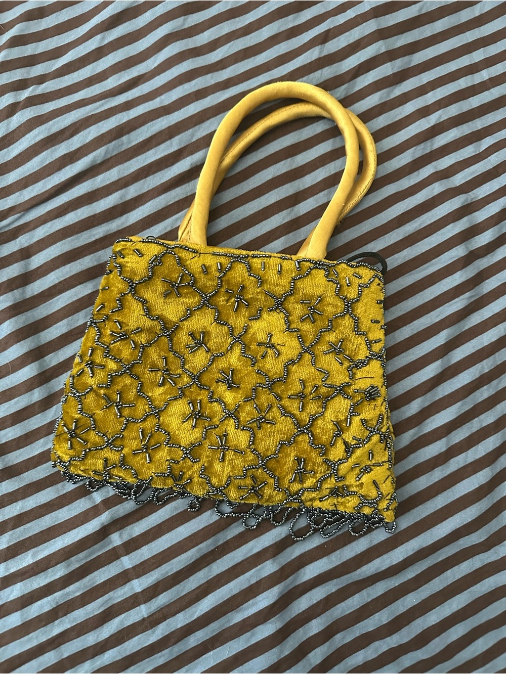Vintage Yellow Beaded small bag